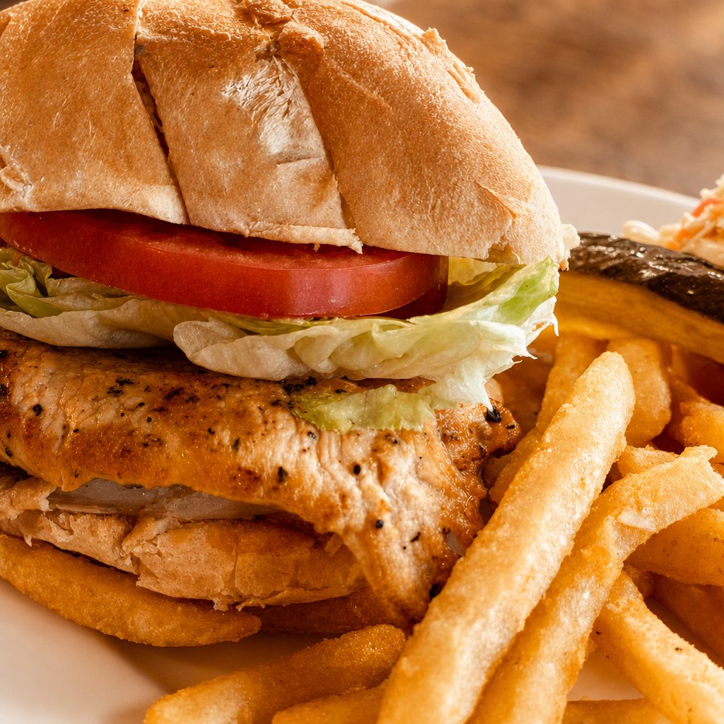 Chicken Sandwich w/ Fries.