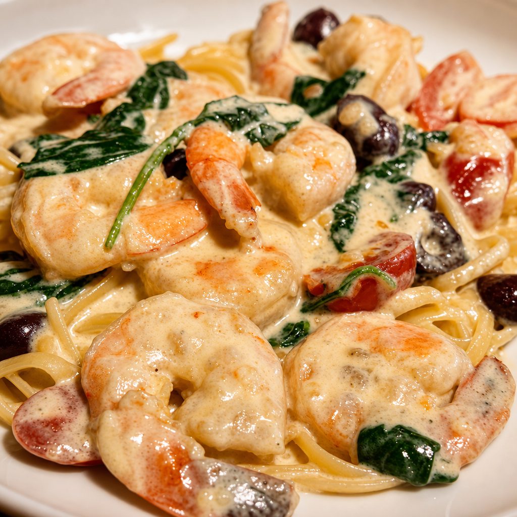 Mediterranean Shrimp Alfredo.